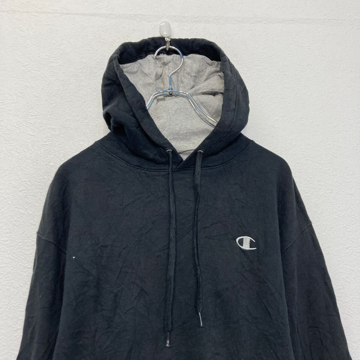 champion ロゴ スウェット パーカー M ブラック プルオーバー 裏起毛 