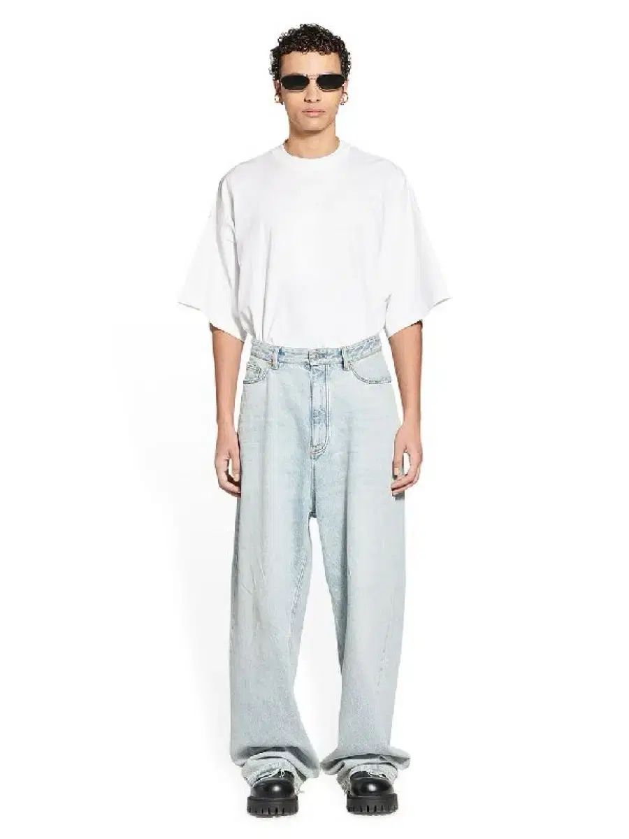 M BALENCIAGA バレンシアガ プルアップジーンズ ライトブルーデニム