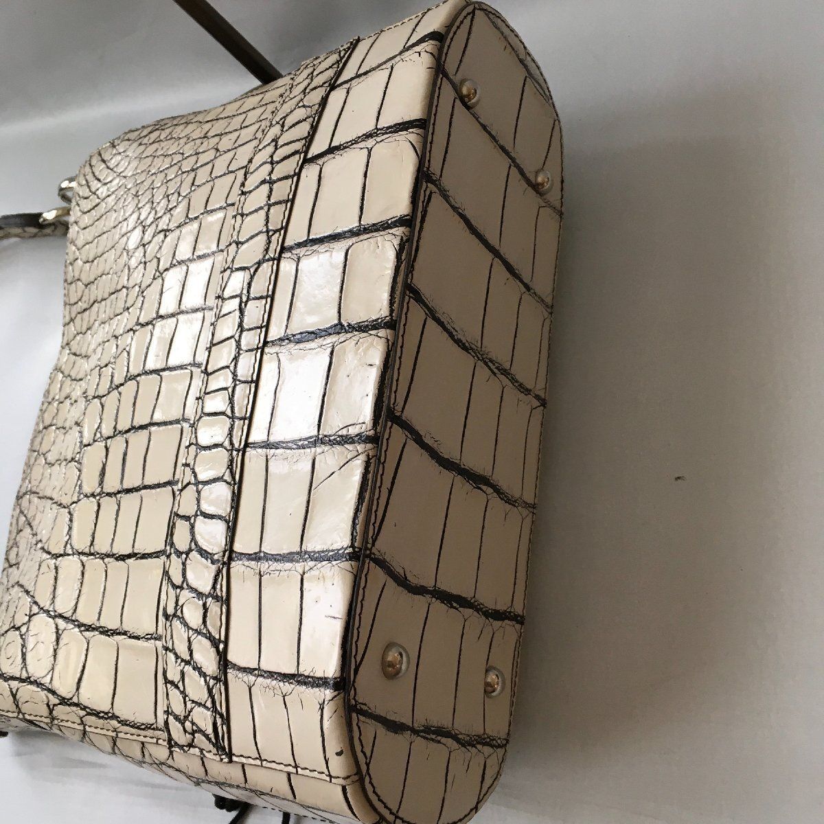【美品】BEAUGRAND JRA 目地染め クロコダイル ボストンバッグ 美品】BEAUGRAND JRA 目地染め クロコダイル ボストンバッグ