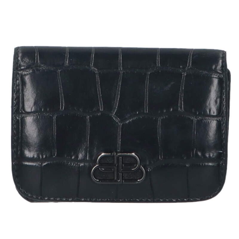 中古】BALENCIAGA ミニウォレット 3つ折り財布 クロコ型押し(BB) 中古