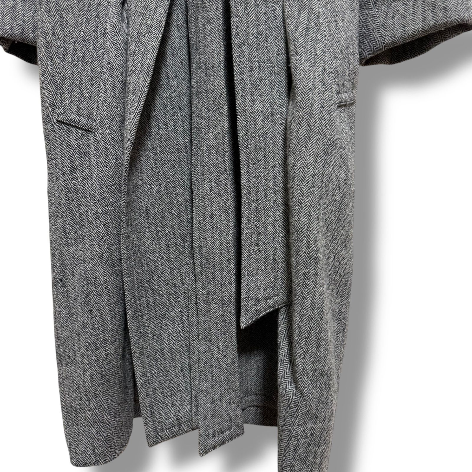 マディソンブルー ウール ヘリンボーン ロングガウンコート ベルト付き