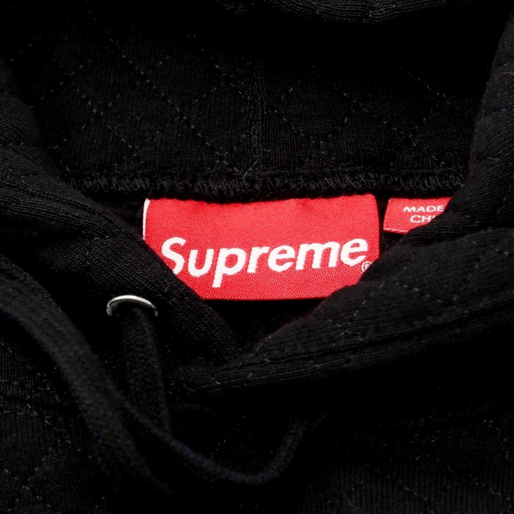 Supreme quilted shop hooded sweatshirt black