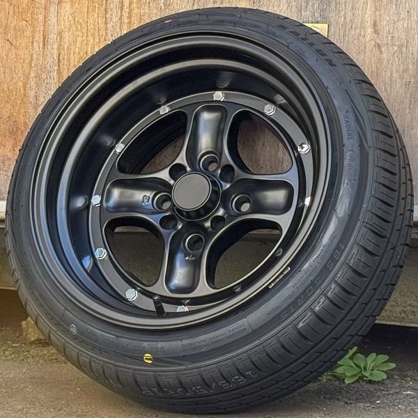 タイヤホイール4本セット 15インチ 8J ±0 PCD 100 114.3 4穴 165 50R15 165 55R15 軽 軽トラ 軽バン ローダウン車 旧車 深リム TRITUETUBI_COM