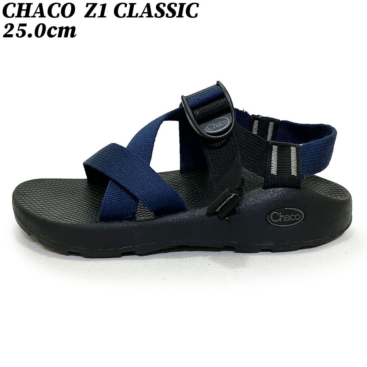 チャコ Z1 クラシック スポーツ サンダル ネイビー ブラック 25.0cm CHACO Z1 CLASSIC J199193 中古 ユーズド アメリカ ブランド アウトドア 速乾性 日本国内流通の正規品 匿名配送 メンズ レディース 