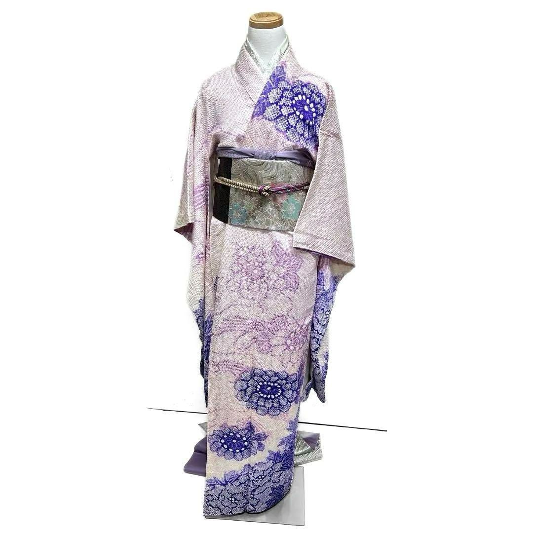 未着用 総絞り 牡丹 梅花 流線 訪問着 着物 124a かき集める p