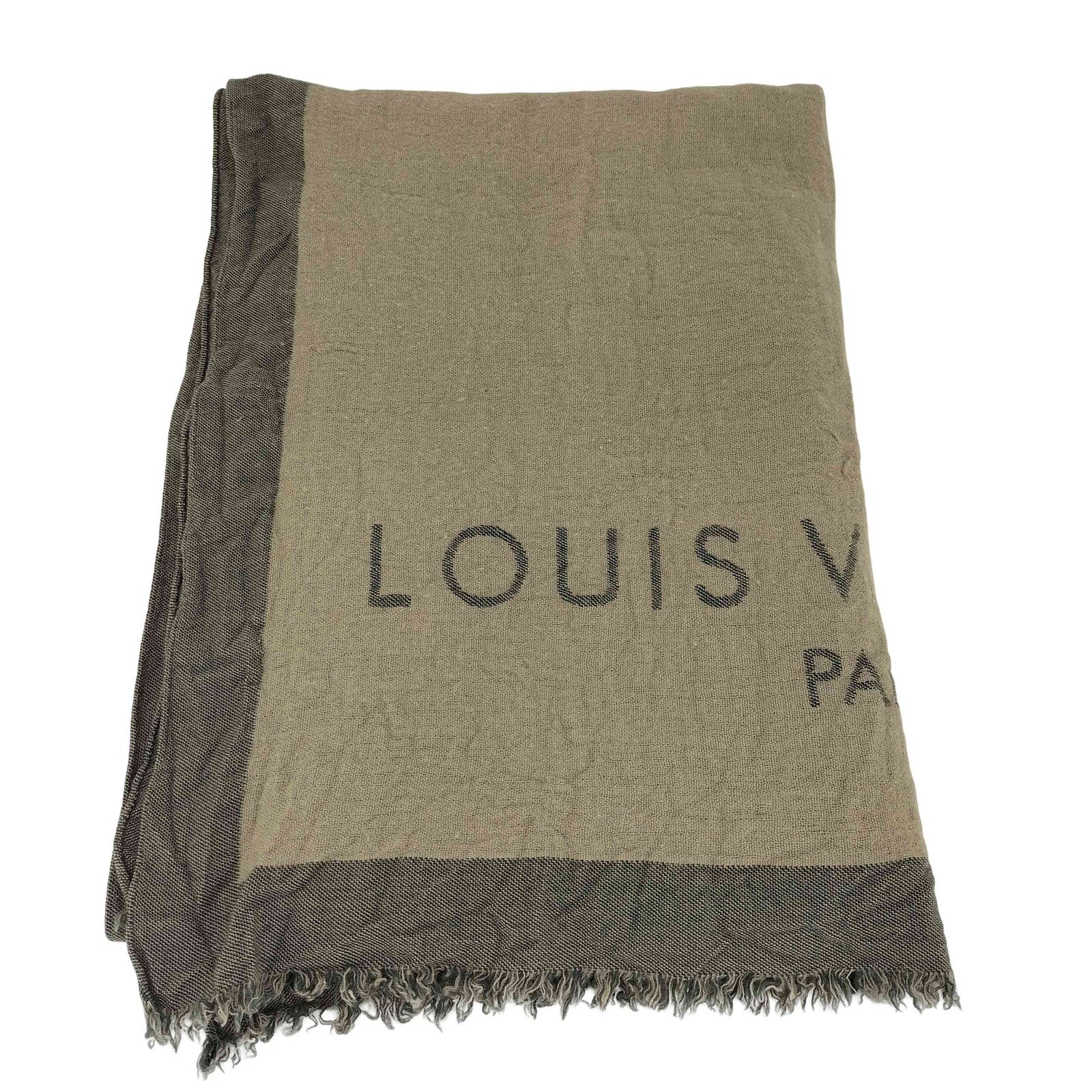ルイヴィトン LOUIS VUITTON イタリア製 ウール カシミヤ ロゴ 大判 ストール メンズ 表記無