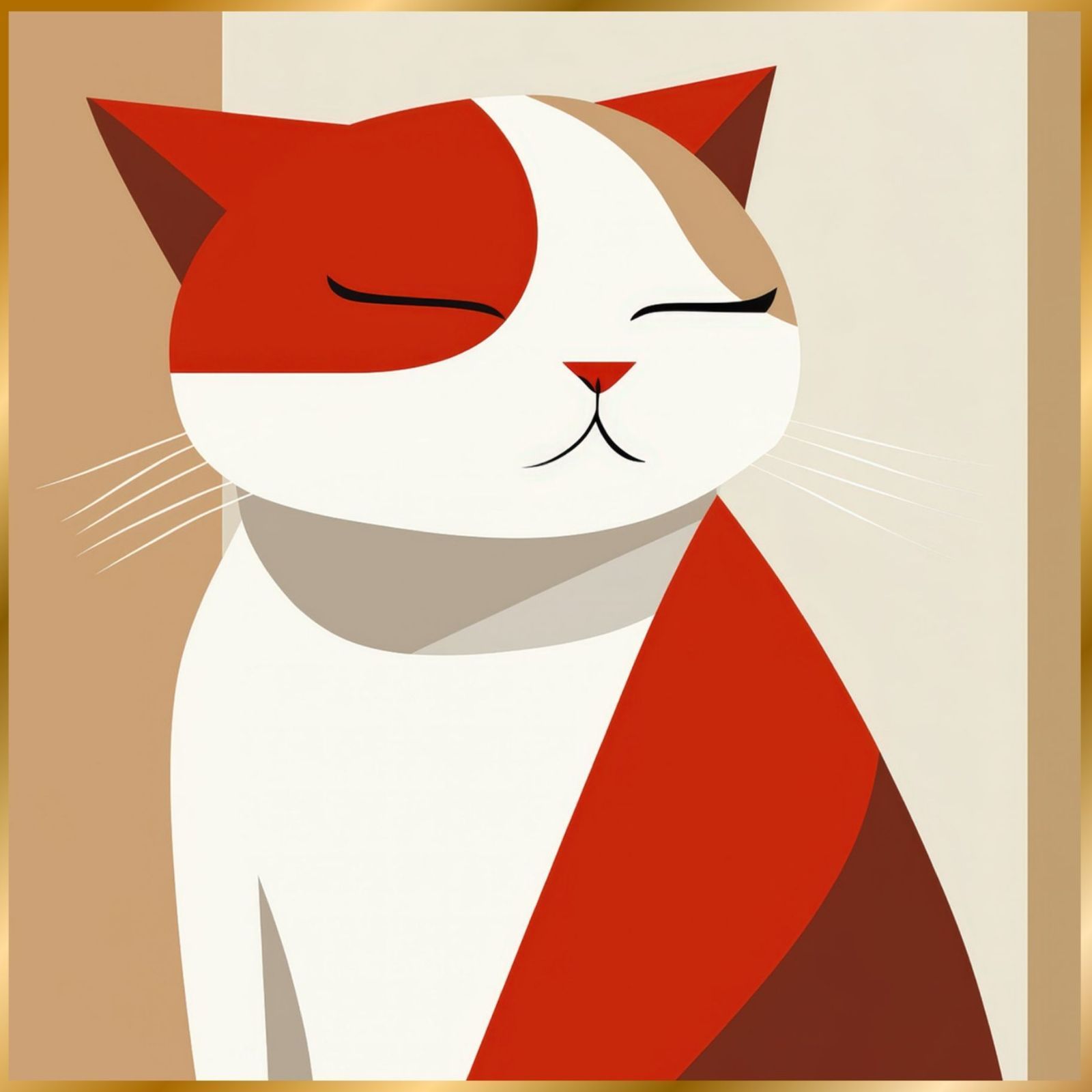 Red Passion - スコティッシュフォールド猫 No.3 ミニマリスト ミニマリズム シンプル インテリアアート ペットロス 記念日 アートポスター 猫の絵 猫のイラスト ギフト プレゼント