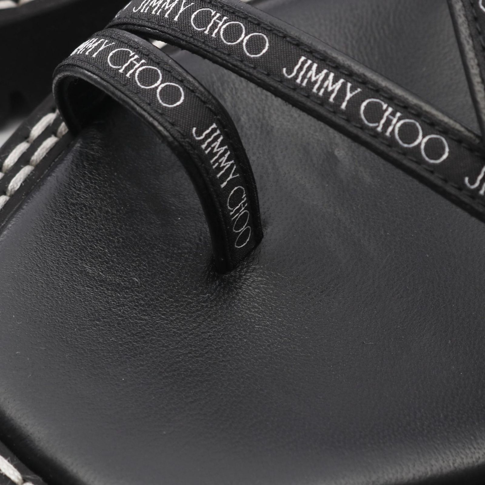 極美品❣️ ジミーチュウ　サンダル　DESI FLAT　ブラック　ストラップ ジミーチュウ JIMMY CHOO サンダル DESI FLAT レザー サンダル