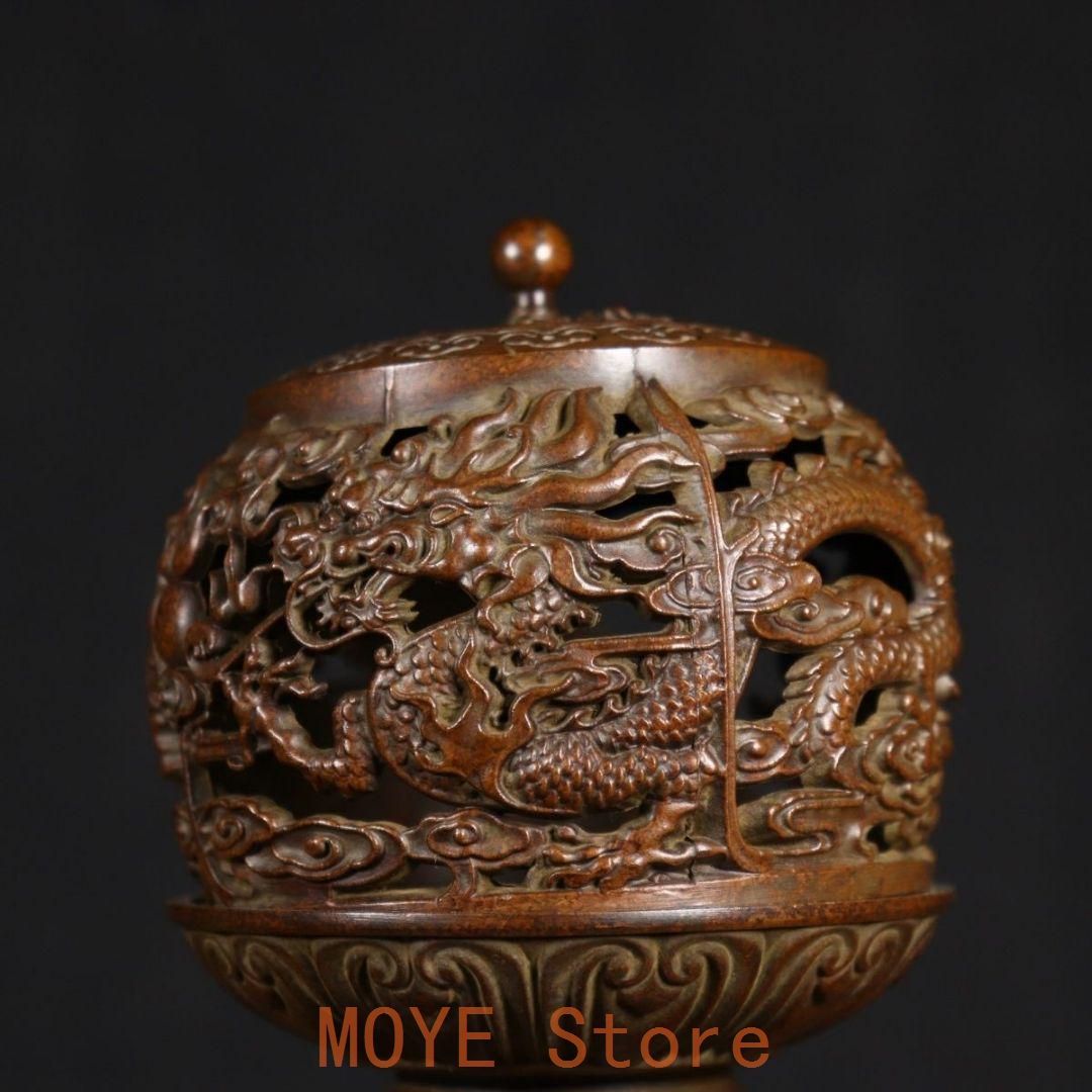 銅器 香炉 鏤盤竜檀香炉 室内薫香炉 茶台香炉 香道具 装飾品 工芸品 