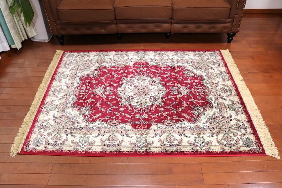 ペルシャ柄絨毯 120×160 新品未使用 ラグ カーペット レッド