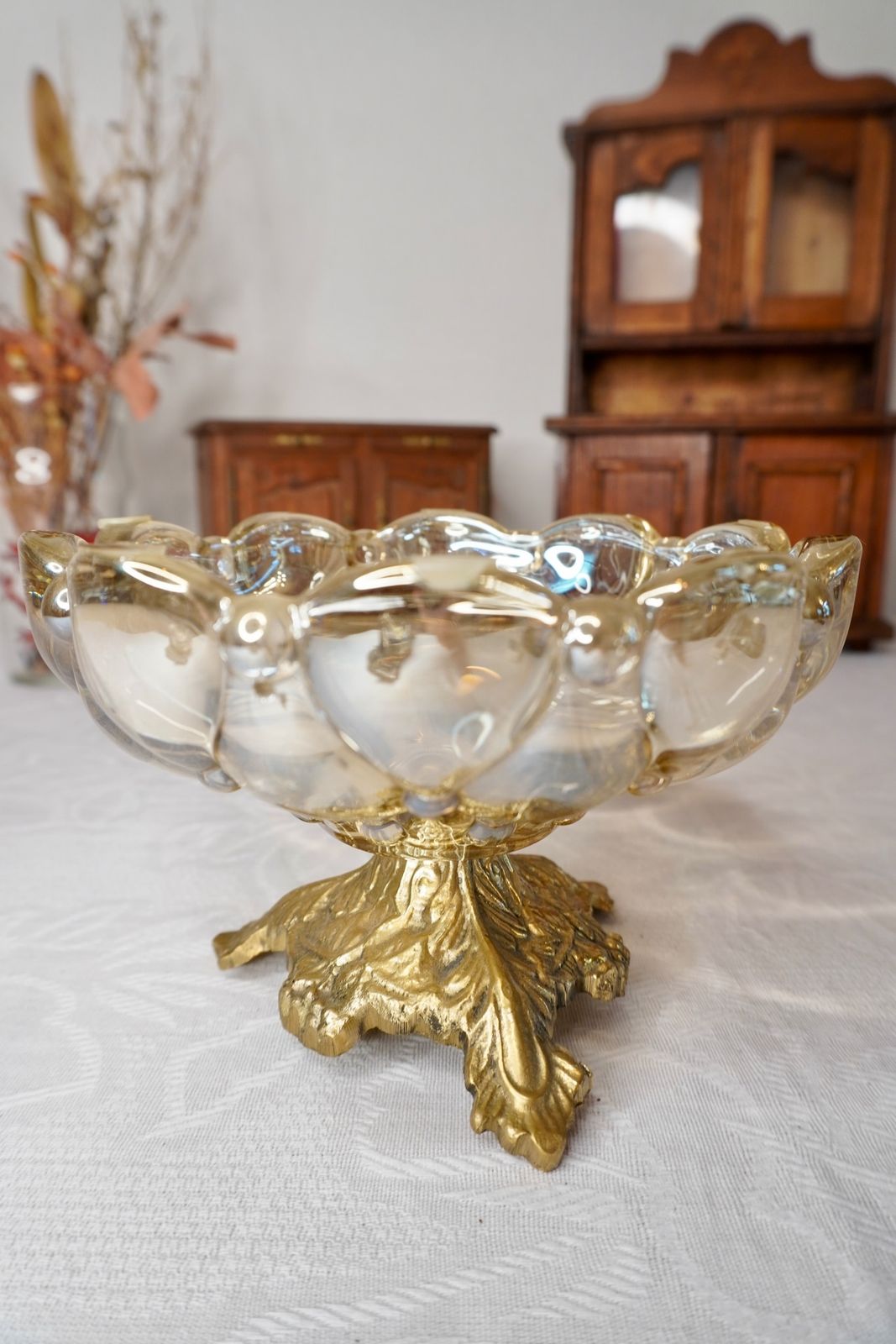 フランス ヴィンテージ ガラス コンポート