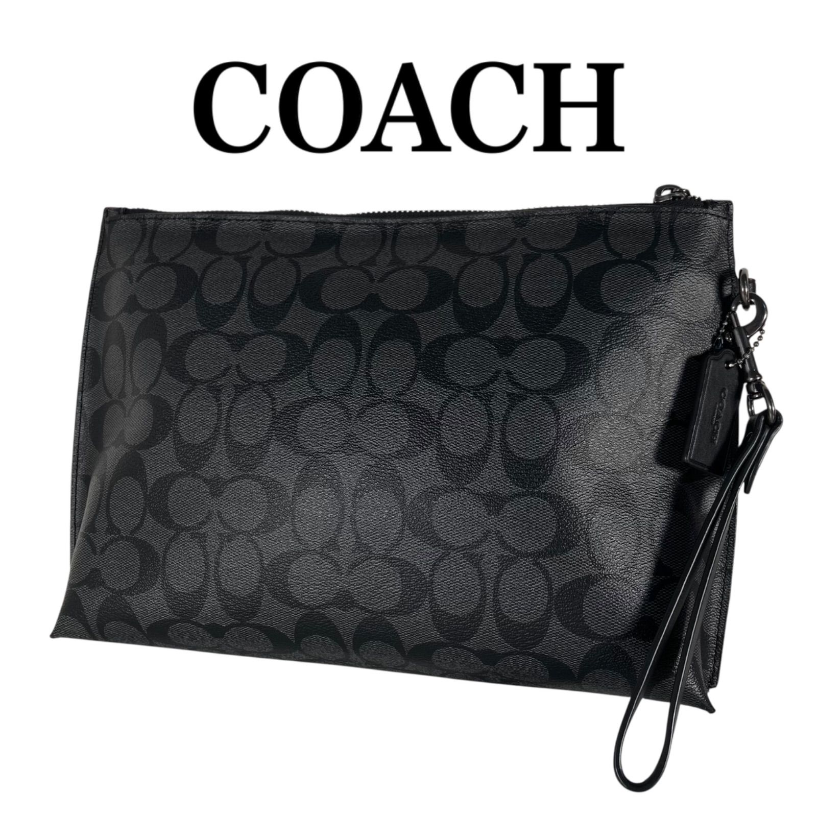 COACH メンズ クラッチバッグ シグネチャーPVC 黒 COACH（コーチ 