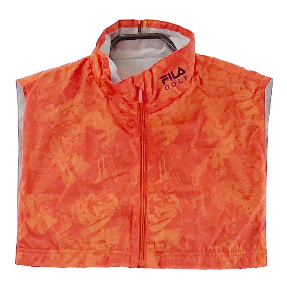サイズ：L FILA GOLF フィラゴルフ  裏起毛 ネック付 2way ブルゾン ジャケット 総柄 オレンジ系 [240101433925] ゴルフウェア メンズ ストスト サイズ：L FILA GOLF フィラゴルフ 裏起毛 ネック付 2way
