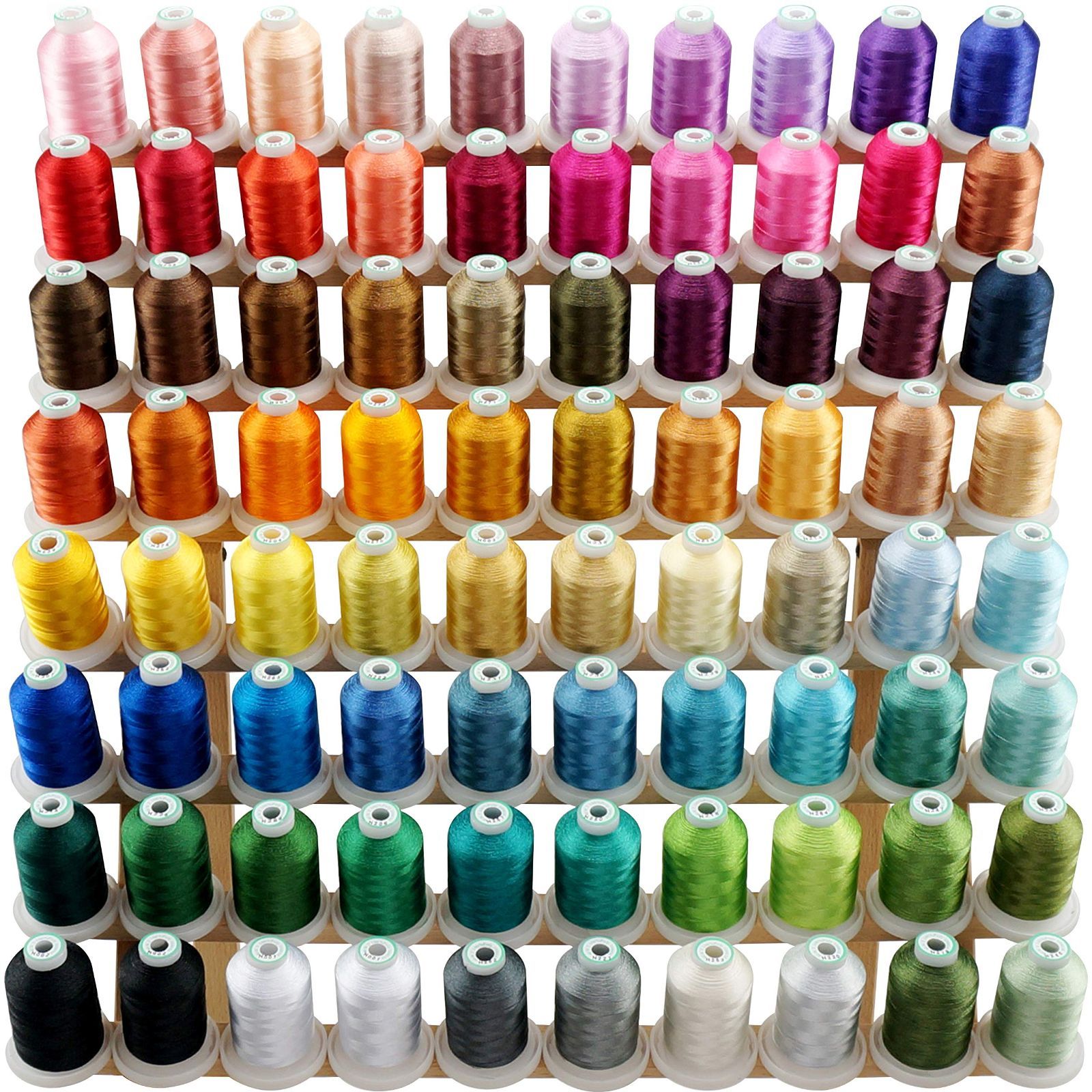 Color 1000M ミシン刺しゅう糸 New brothread - 80スプールポリエステルミシン刺しゅう糸セット1000M 1100Y 50番 各スプール-ジャノメ色と互換性のある色