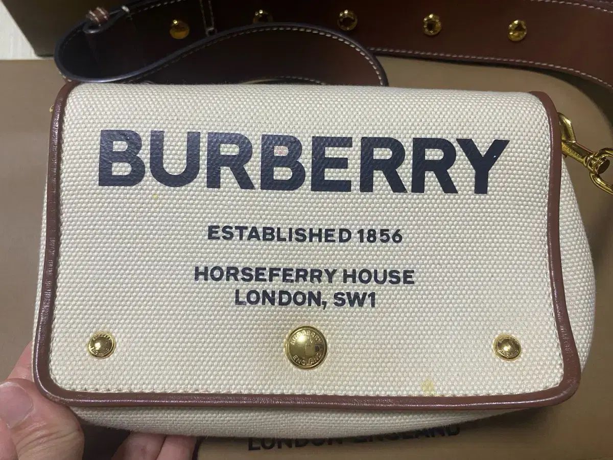 Burberry バーバリー スモール ホースフェリー プリント 綿 コットン キャンバス クロスボディバッグ