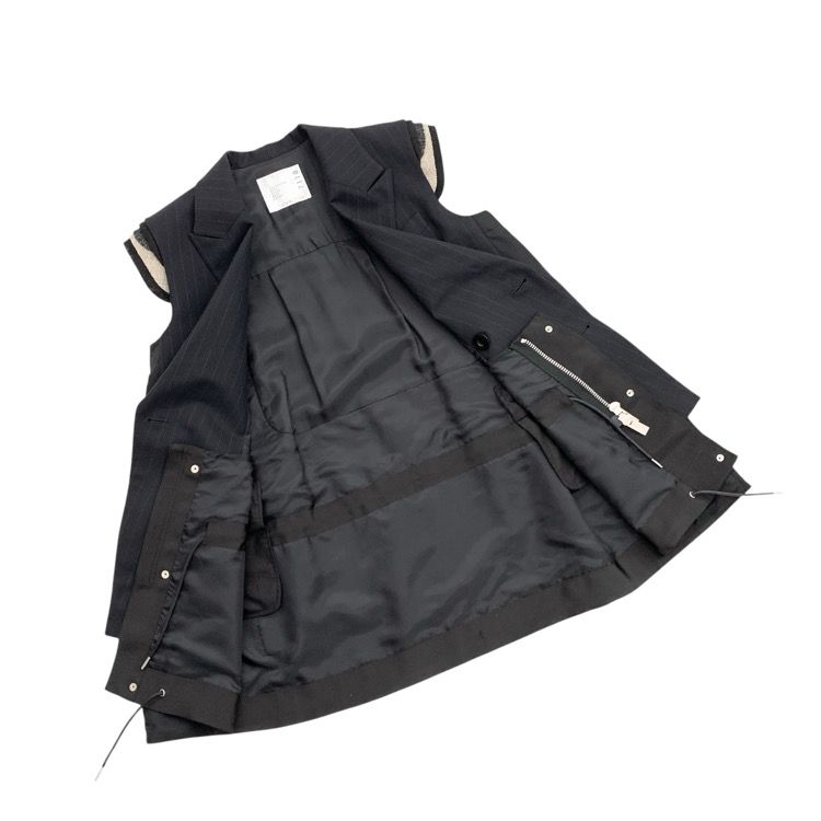  2025 SS sacai サカイ Chalk Stripe Vest チョークストライプベスト ジレ グレー 2 24-07118 ベスト ジレ ベスト ジレ ビスチェ