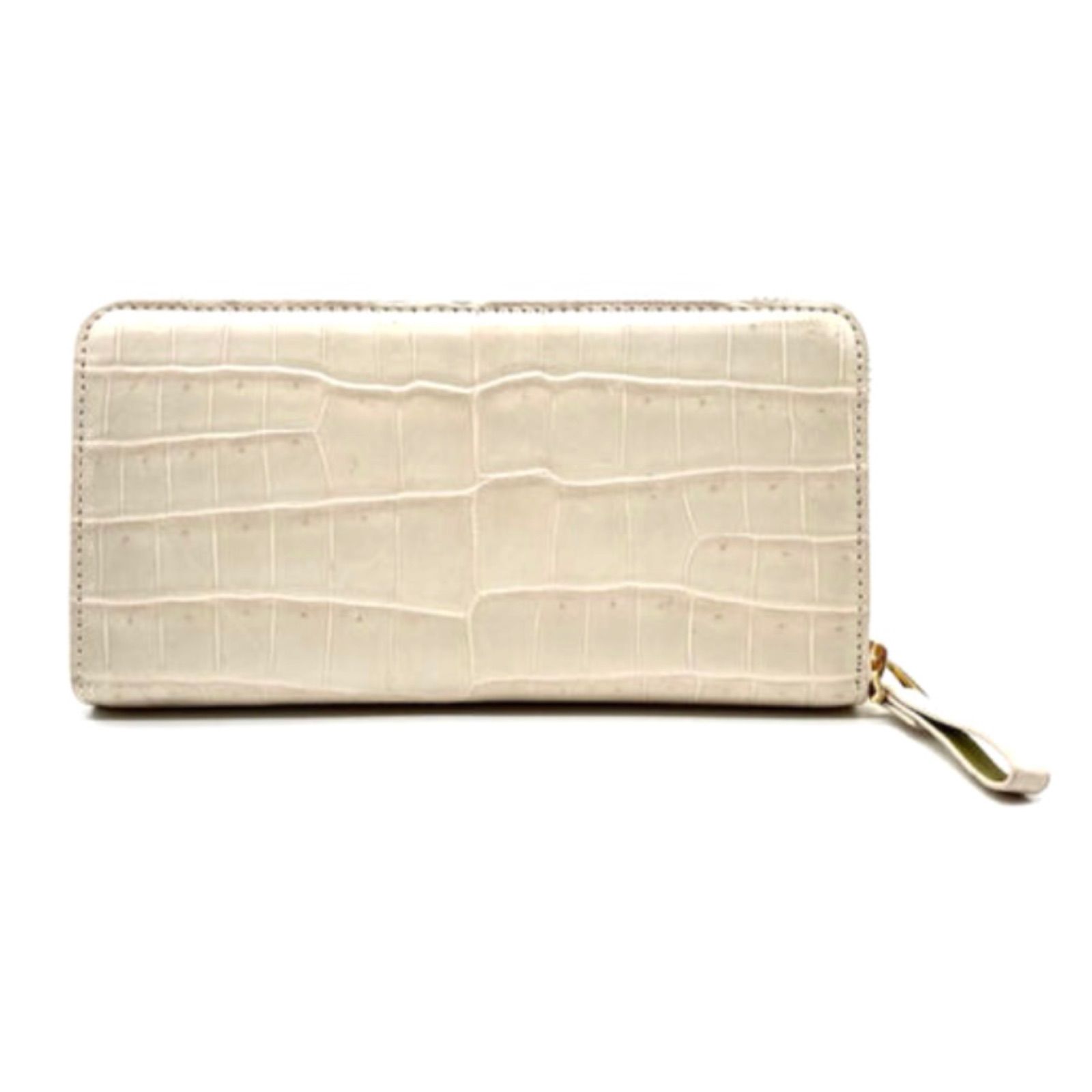 クロコダイル　長財布　ラウンドファスナー　ベージュ クロコダイル長財布 グレージング ラウンドファスナー ベージュ