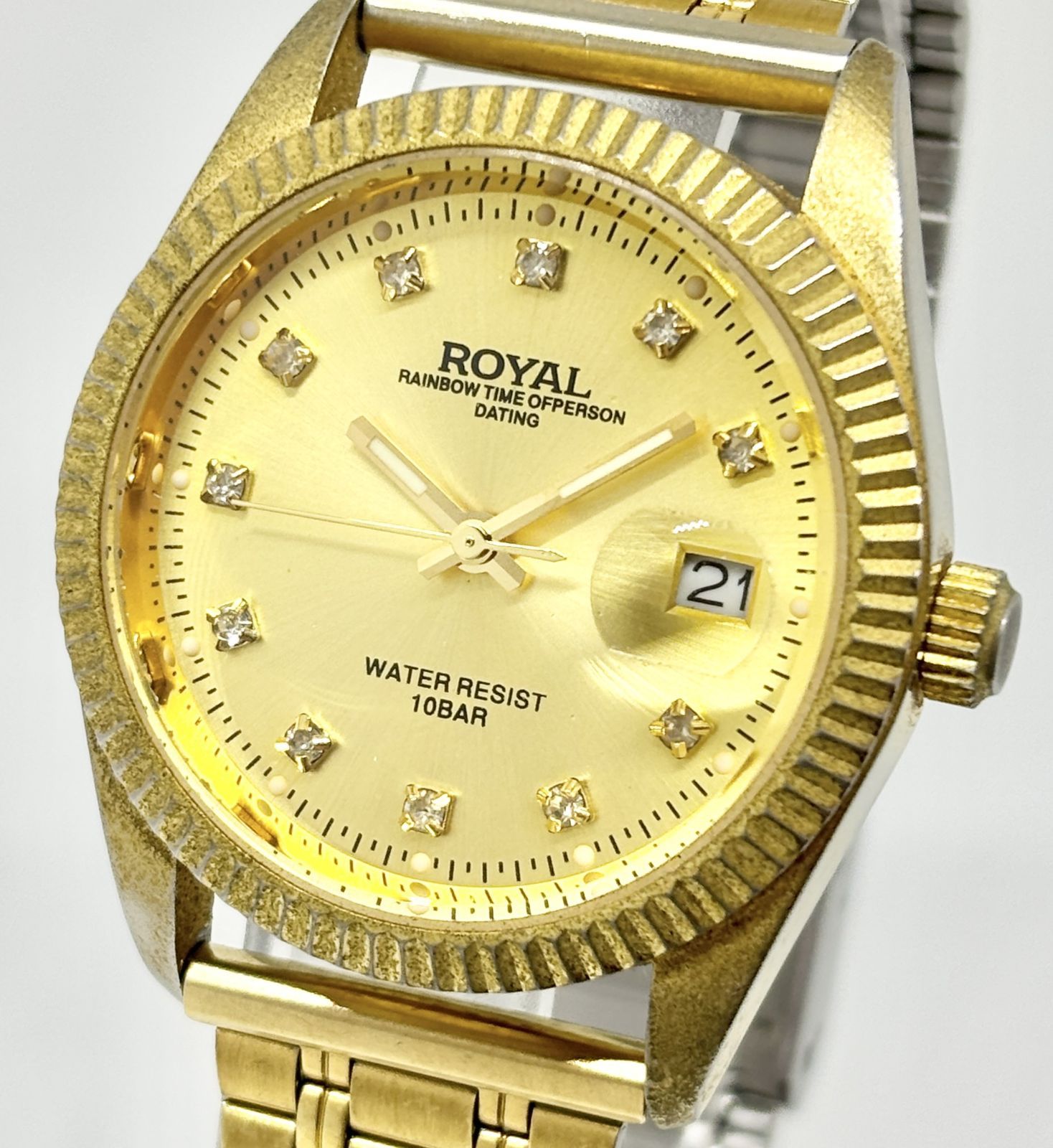 fine gold時計ゴールド 長方形ケース クォーツ腕時計24k Amazon.co.jp