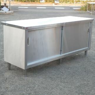 代引不可 マルゼン 業務用 ステンレス 扉付き 作業台 調理台 W180 D60 H80cm 天板さび 厨房 片面 引違戸 食器庫 BH-186N