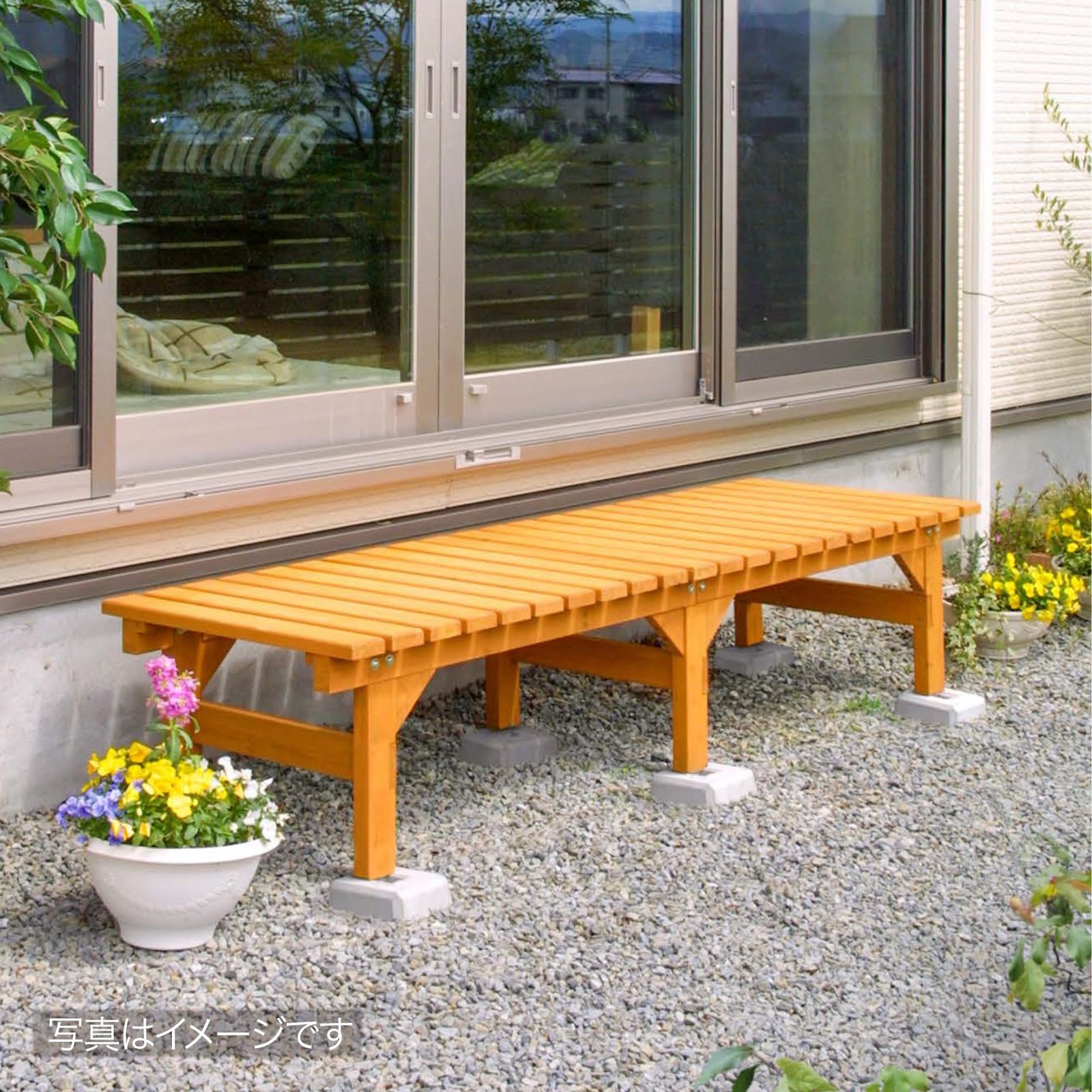 タカショー ウッドデッキ ウッディーDX縁台 ナチュラル 1800×580 和風の庭にも合う 天然木 BMSH ベンチ BMSH-185NN