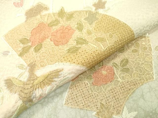 楽天スーパーセール】 美品 付け下げ スワトウ刺繍 花模様 螺鈿 楽天スーパーセール】 美品 付け下げ スワトウ刺繍 花模様 螺鈿