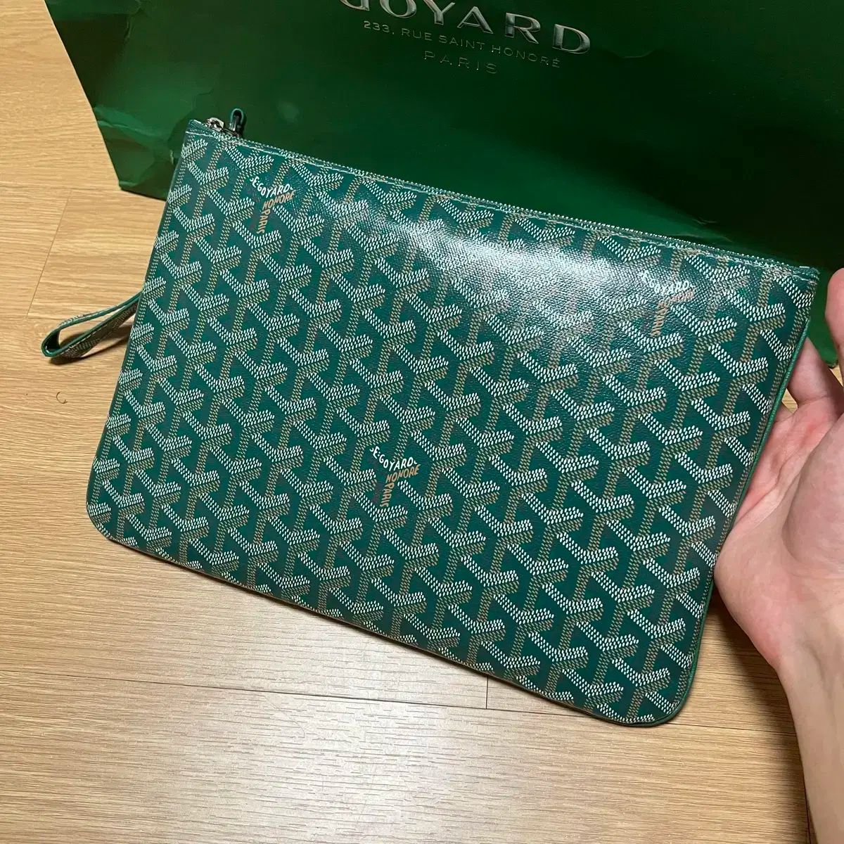 ミントグレード|キーリング付属 Goyard ゴヤール セナ クラッチ mm グリーン