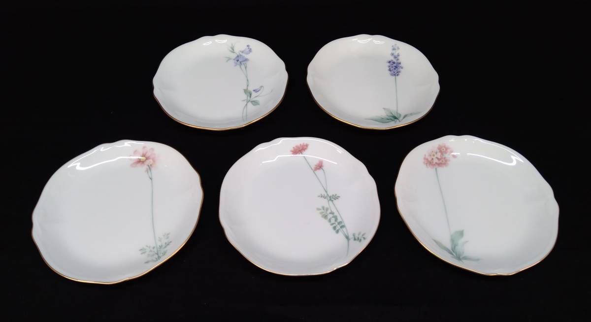 Noritake ノリタケ 皿 5枚セット 陶器 花柄 絵柄 金彩 プレート 小皿