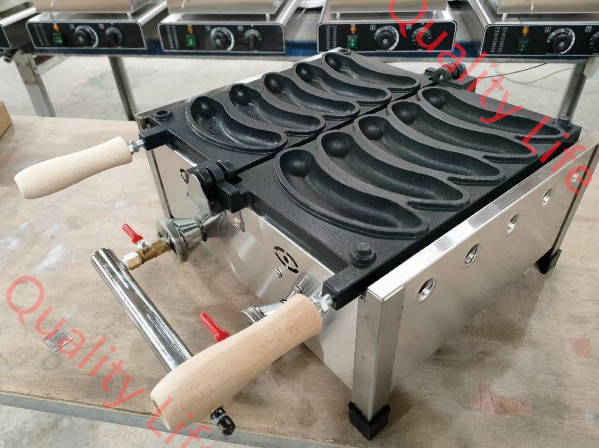 LPガス バナナ型 焼き機 ワッフル メーカー 焼成取数5個 バナナ焼き器 LPガス式|業務用|厨房機器
