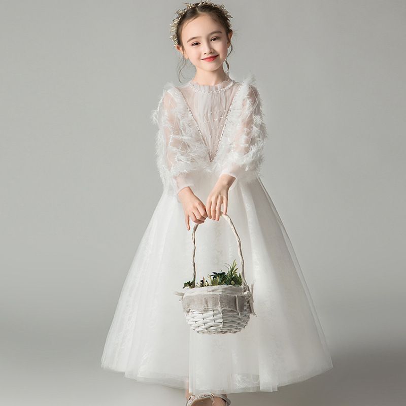お姫様 発表会ドレス ピアノ 長袖ドレス 子供 フォーマル キッズ ロングワンピース 女の子 フ ワンピース ジュニア 結婚式 お誕生日 写真 プレゼント 姫系 子供服 卒業式 チュールワンピース ふんわり感