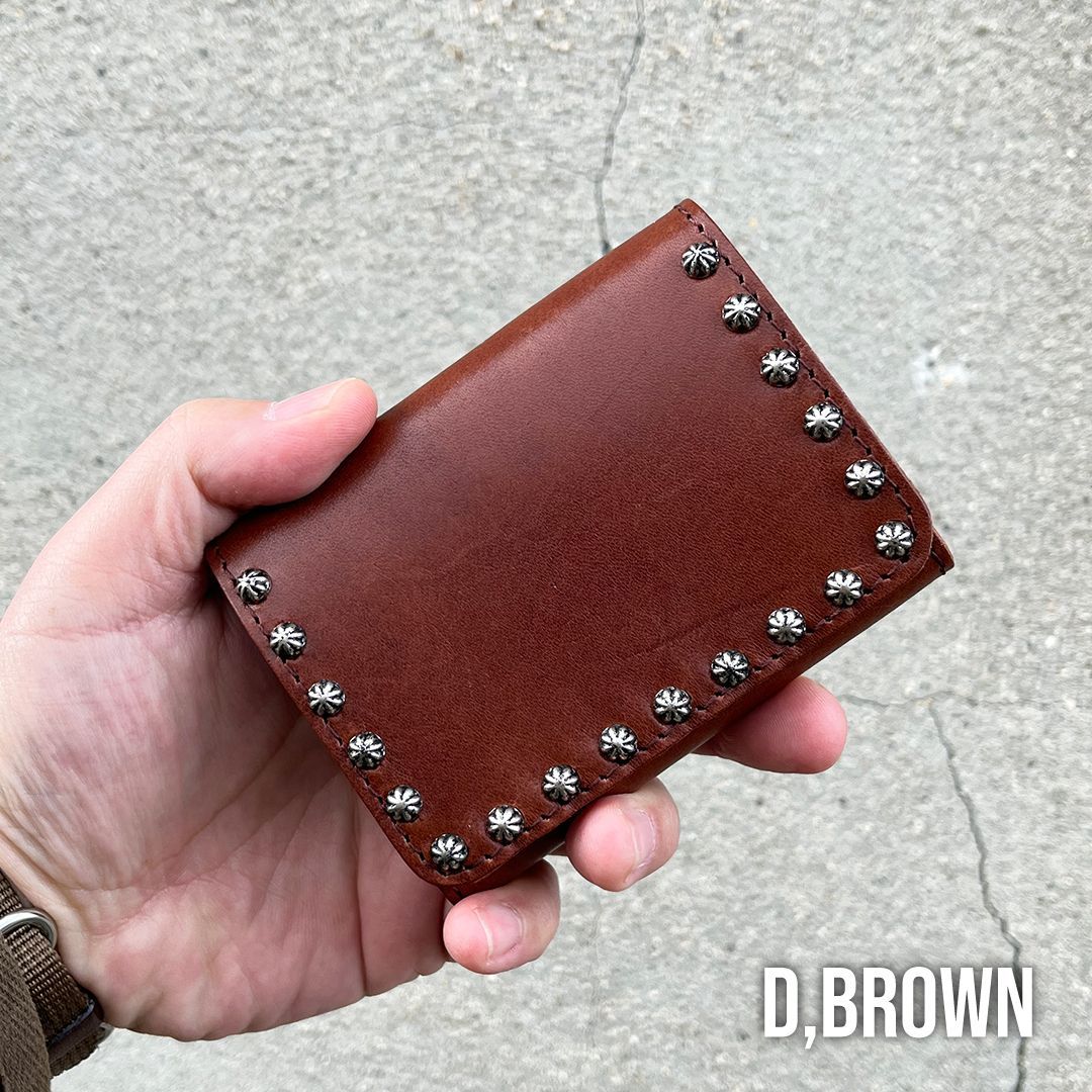 栃木レザー財布 コンパクト財布 コンパクトウォレット スタッズ
