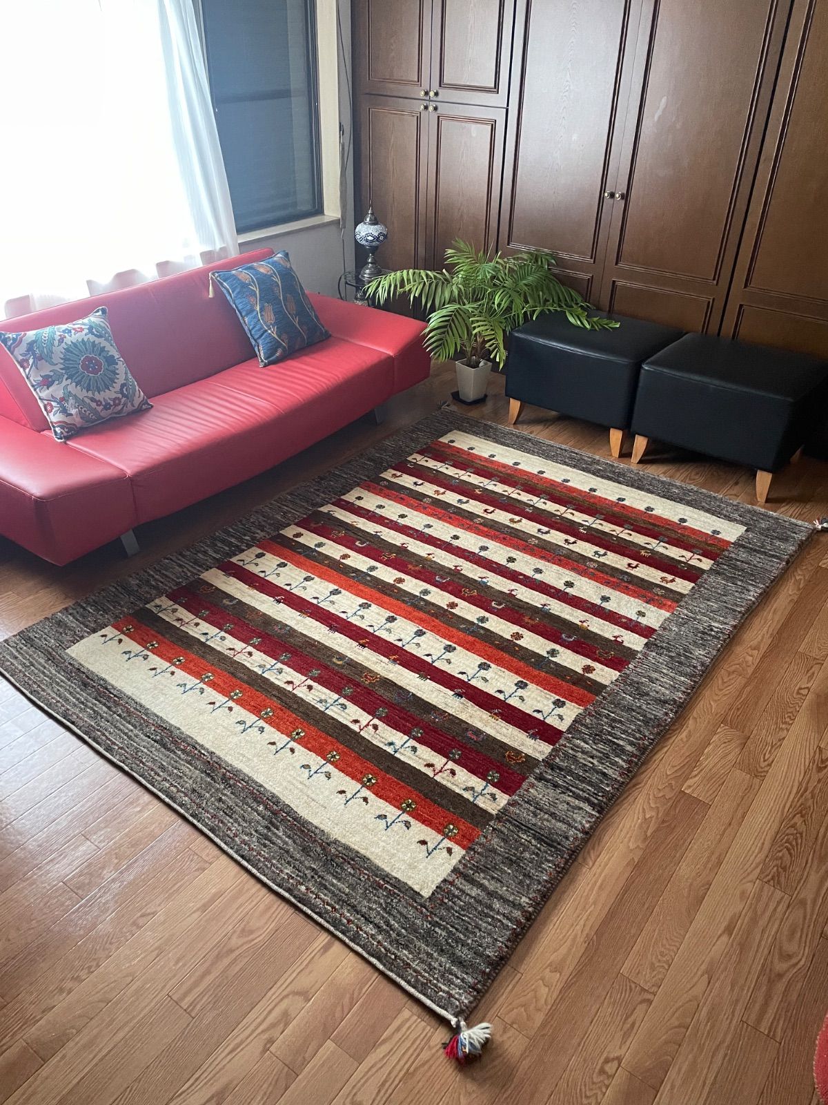 ギャッベ ペルシャ絨毯 55x43cm ギャベ 玄関マット 手織り ラグ 絨毯 ギャッベ ペルシャ絨毯 42x57cm ギャベ 玄関マット 手織り ラグ 絨毯