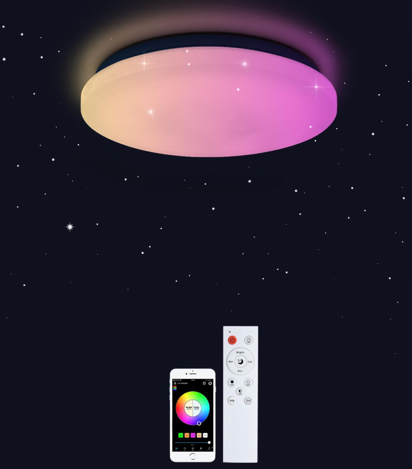 Color:A 調光調色+RGB_Size:6畳 APP制御+Alexa対応 Taiguraz LED シーリングライト 6畳 リモコン付き APP制御 alexa対応 調光調色 メモリ機能 OFFタイマー 省エネ 取付簡単 内玄関 廊下灯 寝室 バスルーム