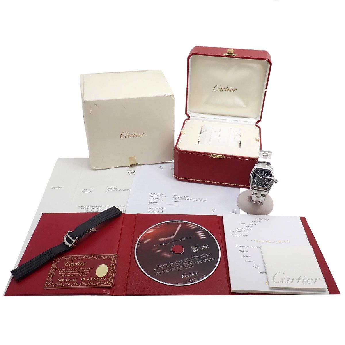 カルティエ ロードスター LM W62041V3 SS 自動巻き 腕時計 ブラック  