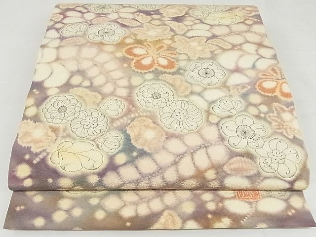 二代目・久保田一竹 辻ヶ花 袋帯 落款入 金通し ぼかし染 正絹 お太鼓柄 平和屋□最高級 初代 久保田一竹 幻の辻が花 太鼓柄袋帯 宴