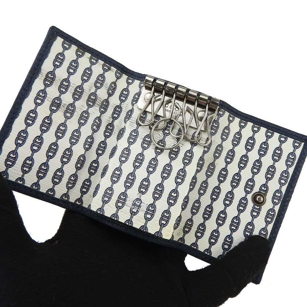 中古 グッチ キーケース 256337 インターロッキング レザー ネイビー 6連 普段使い 小物 レディース メンズ GUCCI 中古】 グッチ キーケース 6連 256337 インターロッキング ネイビー