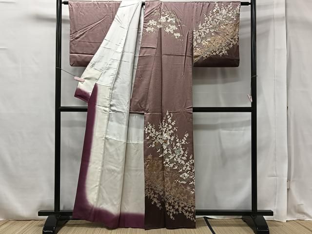 平和屋着物▽訪問着 単衣 飛鶴扇面花文 暈し染め