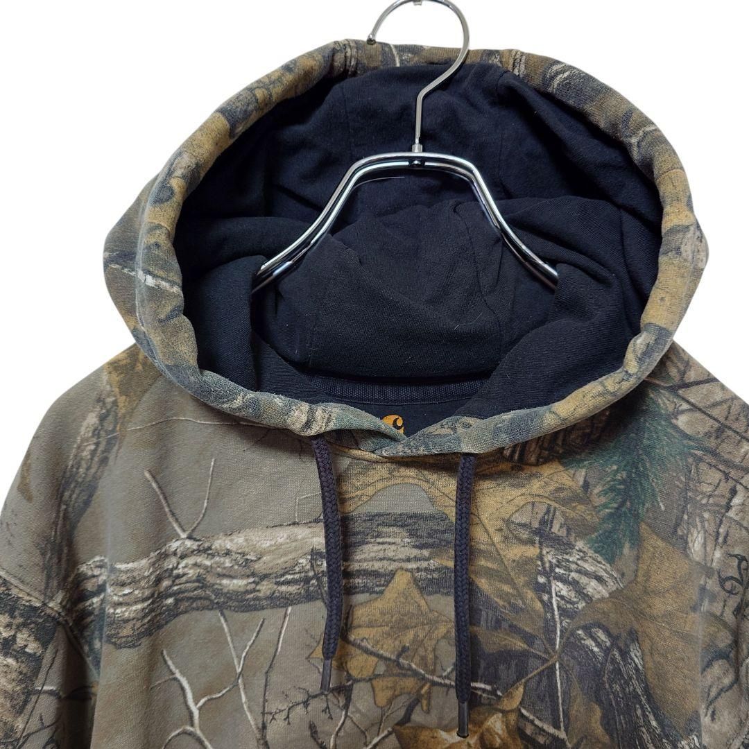 Carhartt】リアルツリーカモ 袖ロゴ プルオーバーパーカー A-3952