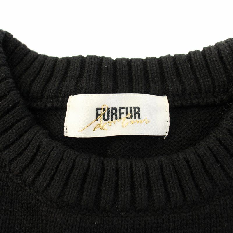 ファーファー furfur Lizii Lin 李子林 25SS キャットジャガードニットトップス セーター 五分袖 ONE 黒 RWNT251101 /TK レディース ファーファー furfur Lizii Lin 李子林 25SS キャットジャガード