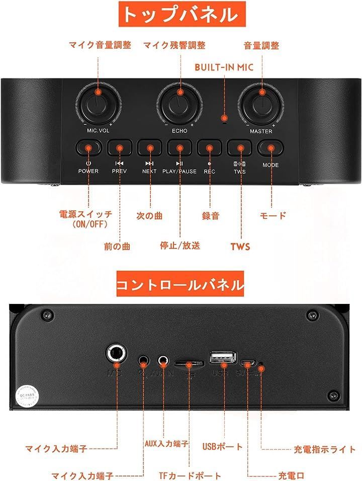 JYX スピーカーセット 拡声器 ワイヤレスマイク1本 Bluetooth 5.0対応