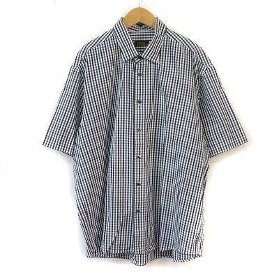アラミス ARAMIS シャツ チェック 半袖 コットン リネン 3L 青 ブルー 黒 ブラック