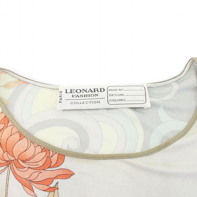 レオナール LEONARD FASHION COLLECTION カットソー Tシャツ 半袖 花柄 シルク 38 M ライトグリーン /KU  □GY09 - メルカリ