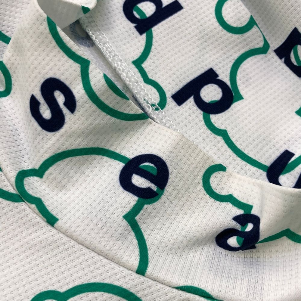 サイズ：M AND PER SE アンパスィ 2024年モデル ハイネック 半袖Tシャツ イエロー 総柄 ホワイト系 [240101503725] ゴルフウェア レディース ストスト and per se AND PER SE アンパスィ 2024年モデル モックネック