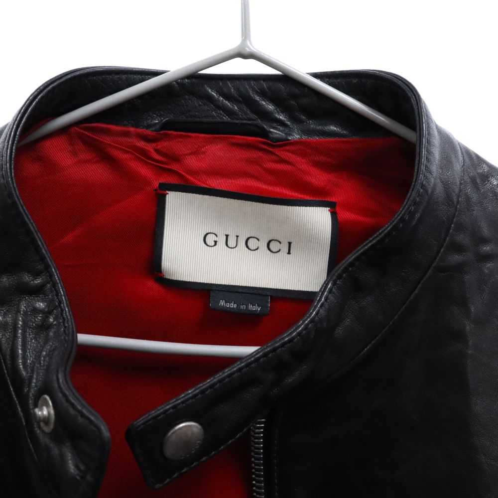 GUCCI (グッチ) シープ スキン シングル レザー ジャケット ブラック