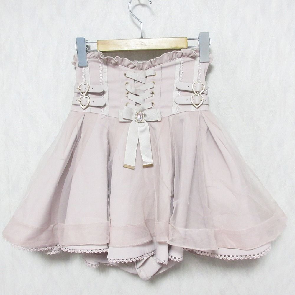 良品 LIZLISA リズリサ 2024年モデル レースアップ コルセットライク スカパン 243-5105-0 0 ピンク レディース 古着 中古 USED