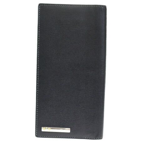 【中古】 美品 カルティエ Cartier サントス 二つ折り 長財布 ブラック レザー 65MG415