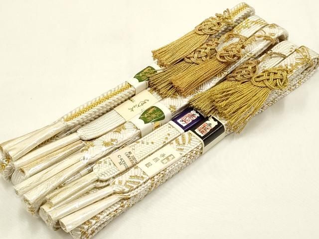 平和屋着物●和装小物 上質な帯締め5本セット 礼装用 高麗組 綾出し 唐組 金糸 亀房付き ♥ AABB7072ay