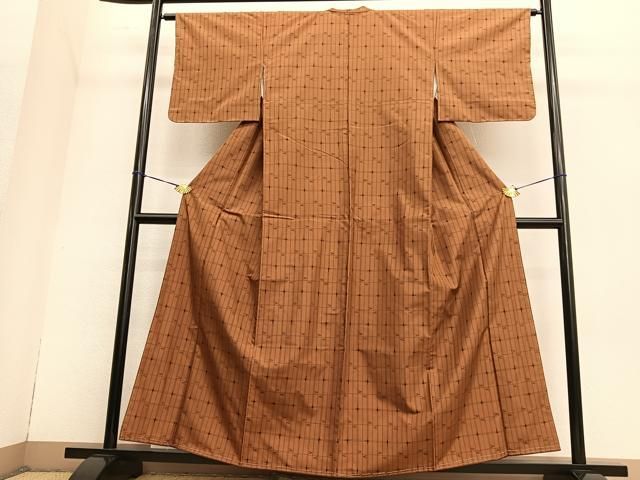 平和屋着物○上質な紬 格子柄 正絹 逸品 未使用 BAAT6663hv 平和屋