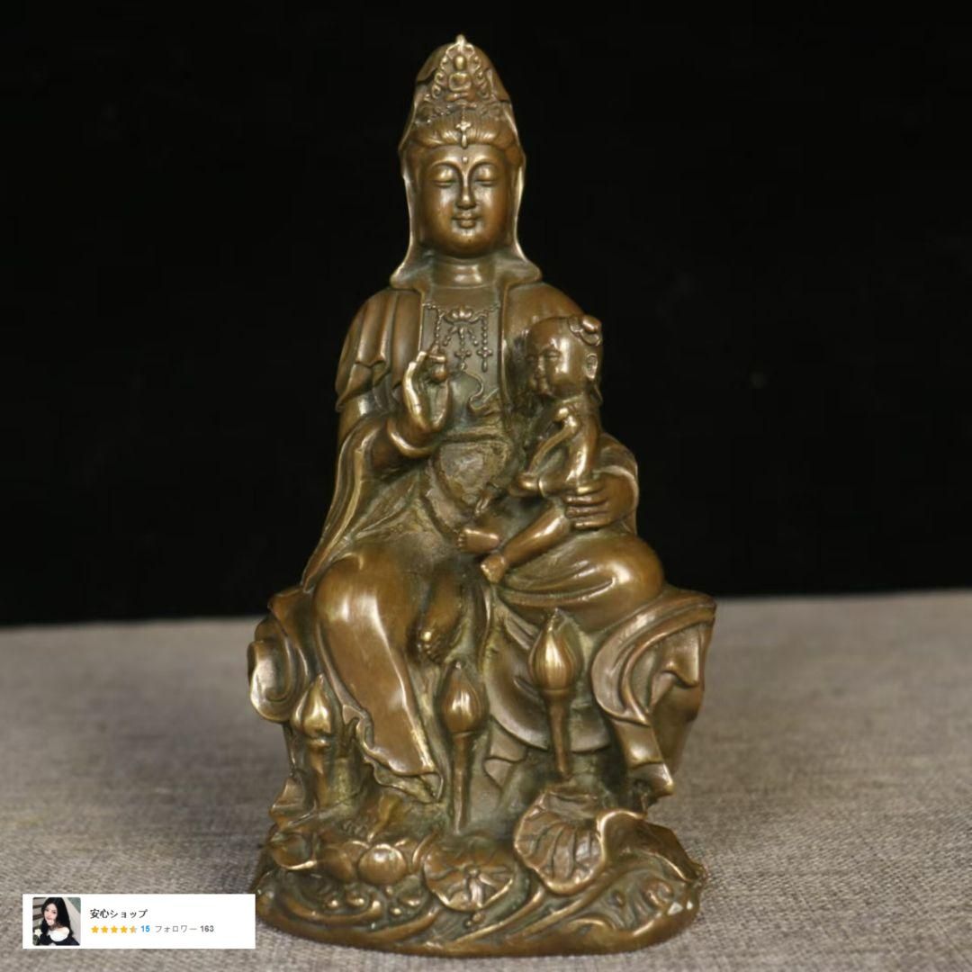 仏教美術 仏像 送子観音菩薩銅像 銅製品 工芸 品置物 - メルカリ