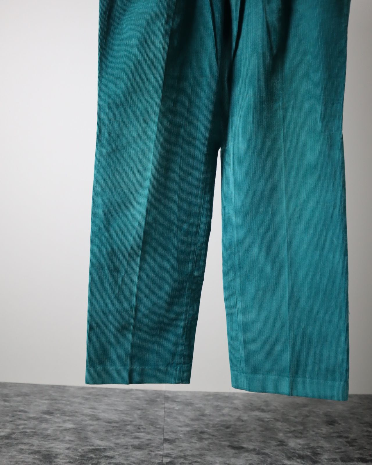 ヴィンテージ グリーン コーデュロイ 肉厚 ワイドスラックス 2タック
