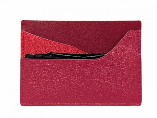 新品同様 エルメス カードケース プティアッシュ レッド系